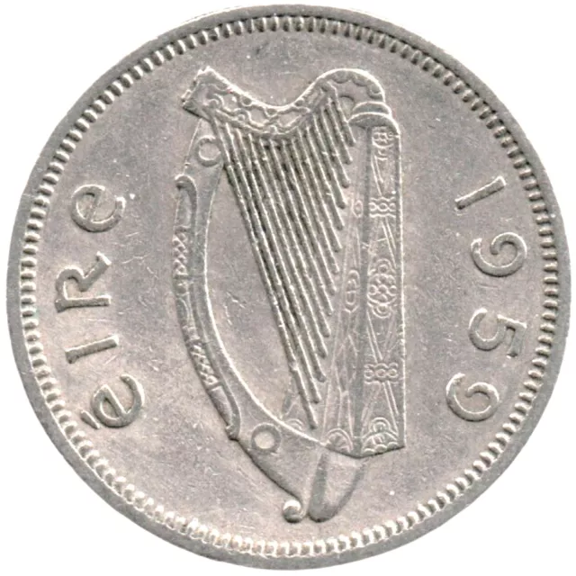 1959 Ireland Shilling world coin KM# 14a harp bull - Fast Shipping