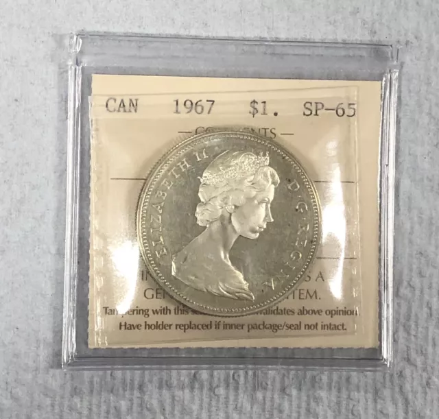 1967 Canadian Silver Dollar $1 ICCS SP65 Cameo