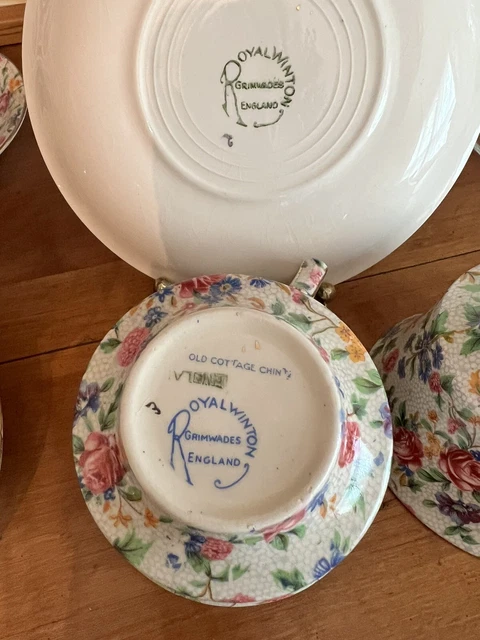 6 Vintage Royal Winton Grimwades Old Cottage Chintz Tea Cups Saucers 1930-1960 8