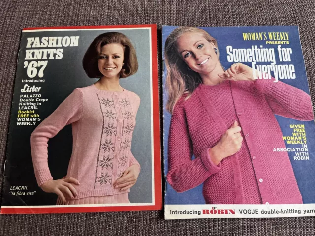 Vintage ladies knitting patterns 1967 Woman’s Weekly magazine pull out x 2