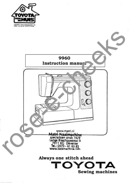 Toyota 9900 9960 9980 sewing machine PDF e-manual ENGLISH