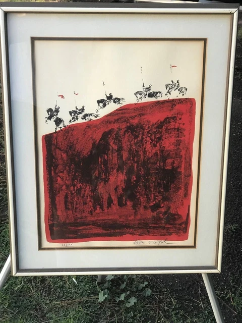 NISSAN ENGEL *Horsemen* ABSTRACT MODERN SIGNED LITHOGRAPH Vintage Rare Version NISSAN ENGEL *Horsemen* ABSTRACT MODERN SIGNED LITHOGRAPH Vintage Rare Version