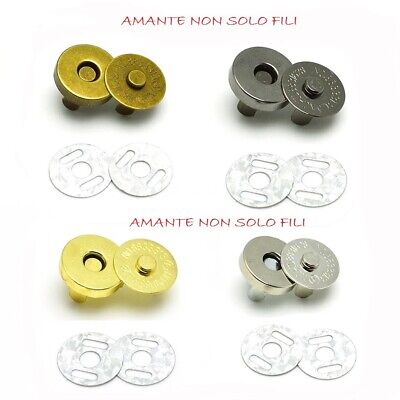 Bottoni Automatici a calamita in Metallo Color Argento Misura 18mm 