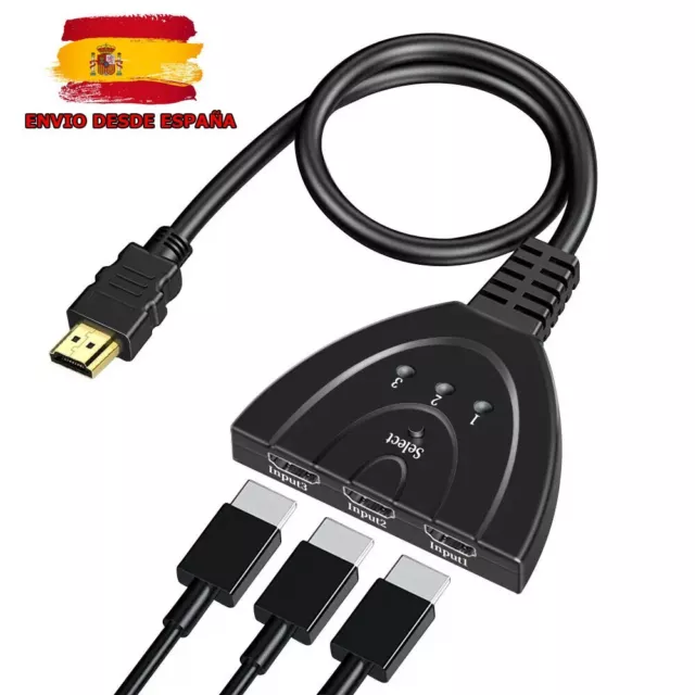 Switch Conmutador 3 HDMI A HDMI SPLITTER ADAPTADOR CABLE HDMI 1080P TV PS XBOX