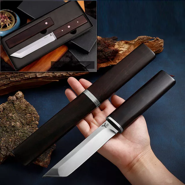 Tanto Knife Mini Samurai Fixed Blade Hunting Wild Tactical Combat D2 Steel Wood