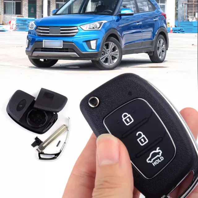 3Button Uncut Flip Remote Key Fob Case Shell fit for Hyundai Santa Fe ix45 13-14