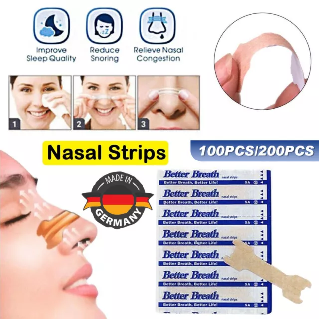 100-200 Nasenpflaster Nasenstrips Better Breath Besser Atmen Braun Transparent