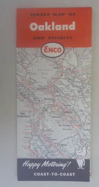 1964 Oakland street map  Enco gas San Leandro Richmond California Bay area roads