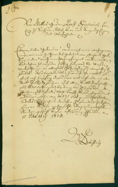1720 Ernst Frederics Duke of Saxony Herzog zu Saxe-Zeitz Mailed Cover 48912