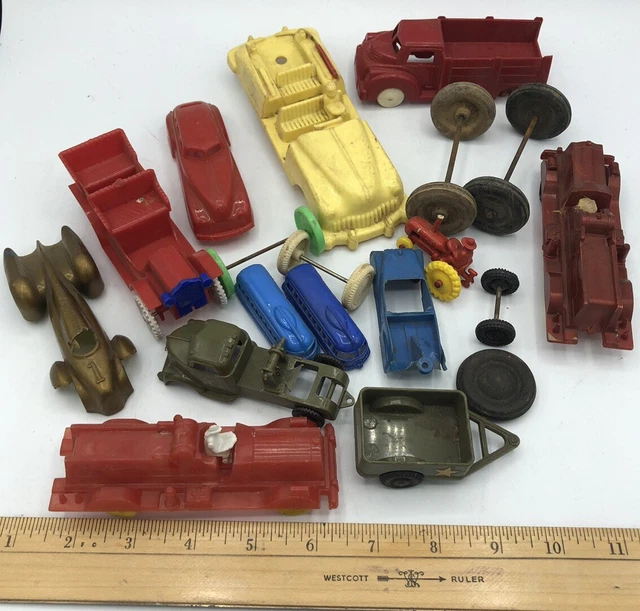 VINTAGE 50’S 60’S Plastic National Products Toy CarsTrucks+TrainJunk
