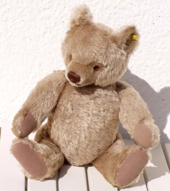 STEIFF ORIGINAL TEDDY Maskenbär ca. 33 cm caramel Knopf + F. → 5-fach gegliedert