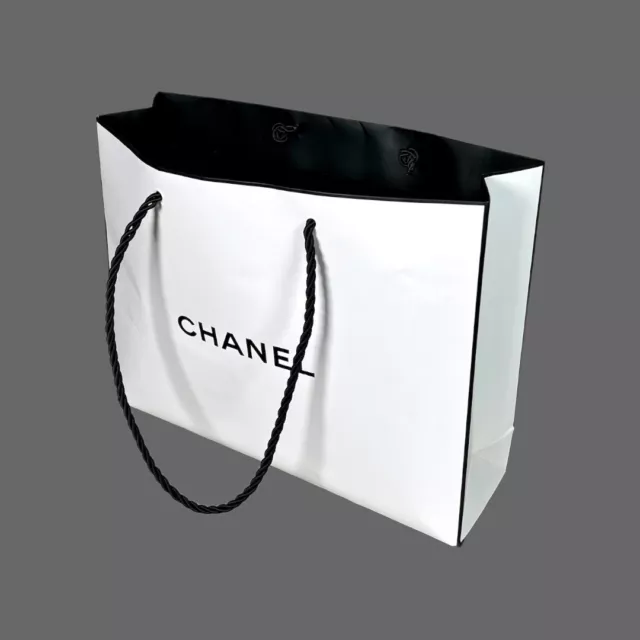 Chanel EMPTY Small Paper Shopping Bag White Black