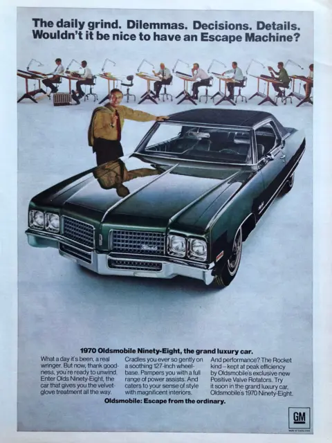 Vintage 1970 Oldsmobile Ninety-Eight 98 original color ad A269