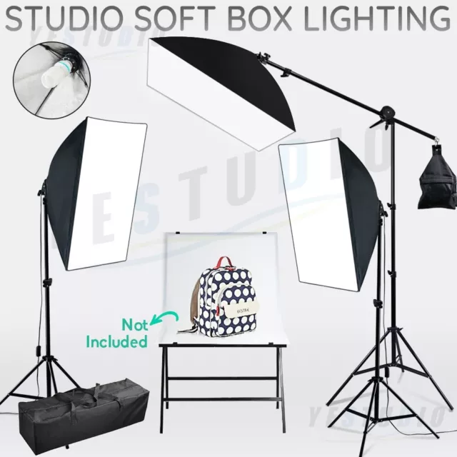 2025W Photography Studio Softbox Lighting Soft Box Light Boom Stand Video Kit