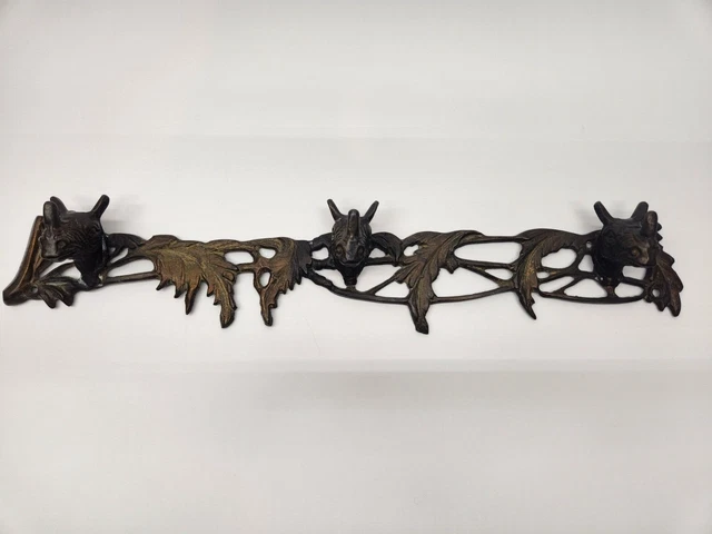 Antique Solid Brass Rhinoceros Coat Hanger Wall  Rhino Hat Suit Jacket Hook