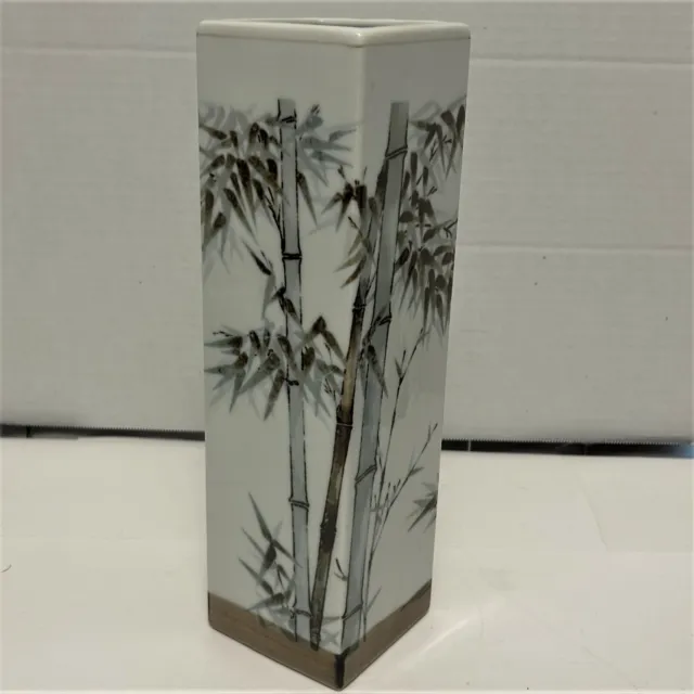 Vintage INARCO Japan Hand Painted Ceramic 11½ Tall Bamboo Vase