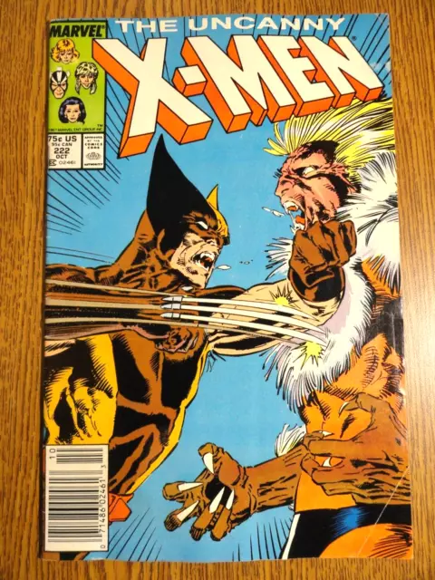 Uncanny X-men #222 RARE Mark Jewelers Newsstand Wolverine vs Sabretooth Marvel