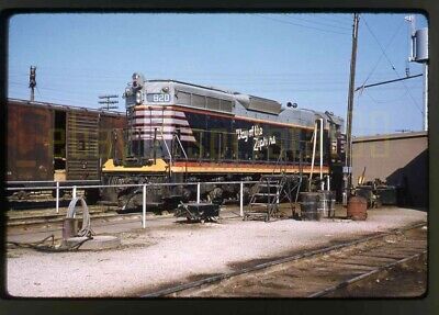 1962 CBQ Burlington Route EMD SD7 Locomotive #820 - Vintage Railroad Slide
