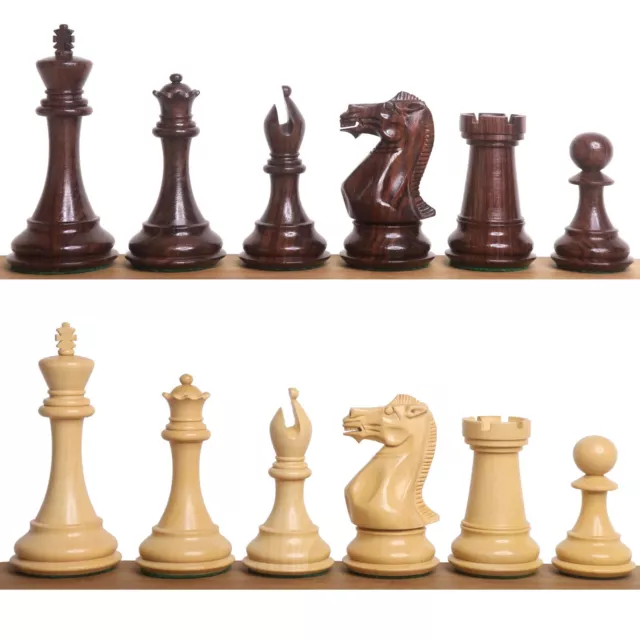 4" Sleek Staunton Luxury Chess Pieces Only Set - Triple Weighted Rose Wood