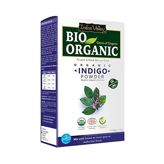 Polvo índigo orgánico orgánico del valle del Indo para coloración natural del cabello - 100 g