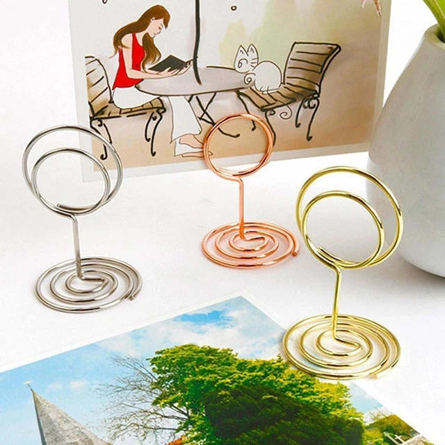 10Pcs Heart Round Shape Metal Card Holders Table Number Stands' Holders M0M1