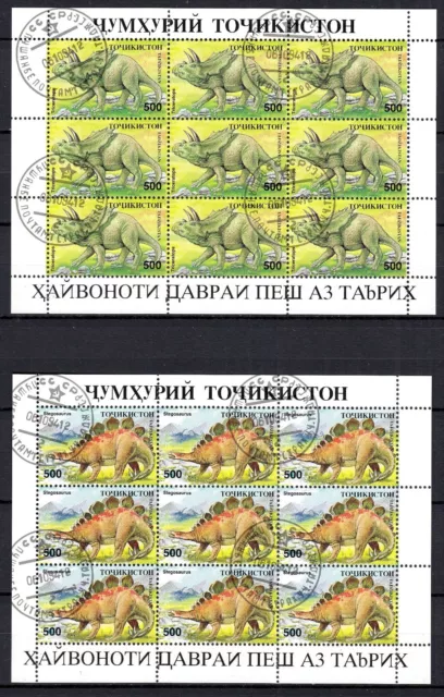 101249/ Tadschikistan 1994 - KB Satz Mi 50-57 - Dinosaurier - gestempelt