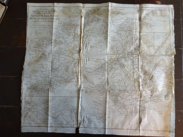 1843 MAP OF the Navigable Rivers, Canals & Railroads of Great Britain ...