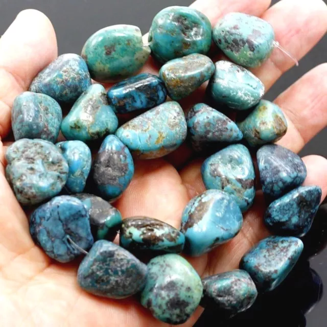 Natural Genuine Turquoise Blue Nugget Beads 15"(TU653)d 14-20mm Jewelry Making