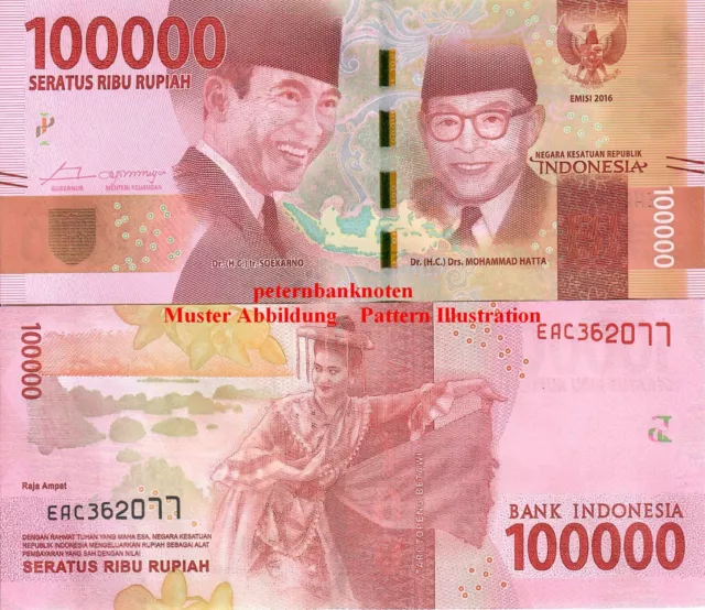 Indonesien / Indonesia 100.000 Rupees 2016 Unc. P. 160a  61195# Kassenfrisch