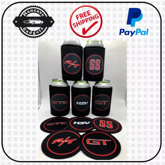 10 X Muscle Car Beer Drink Can Stubby Holder Cooler Set Ford Holden Man Cave