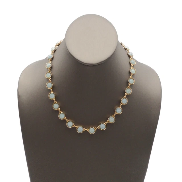 Charming Charlie Gold Tone Gray Acrylic Rhinestone Fashion Necklace 16+ Inch