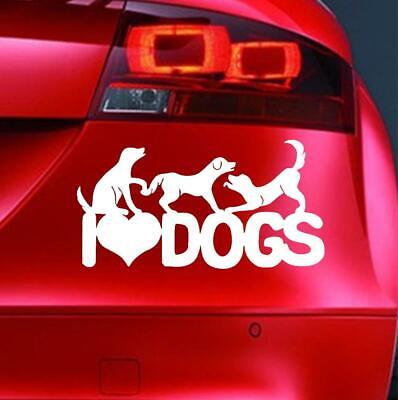 I LOVE DOGS Sticker Funny Car Window Bumper VAN JDM BIKE 4x4 Novelty Vinyl Decal