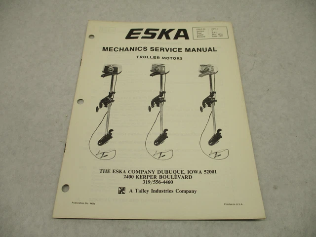 9406 Eska Troller Motors Outboard Service Repair Manual 1974-1977
