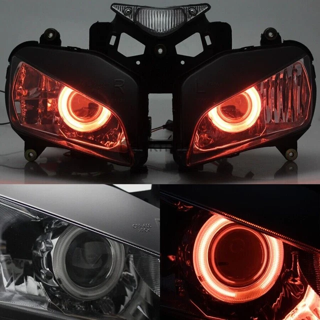 Red Angel Eyes Headlight Assembled Projector HID For Honda CBR1000RR 2004-2007