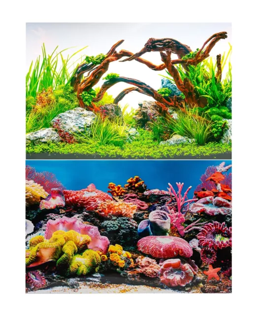Aquarium Fish Tank Background 2 Sides + Adhesive - 40cm High 2 to 10 FT Lengths