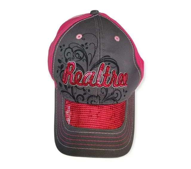 Realtree Cap Hat Baseball Hunting Pink Gray w/ Sequins Adjustable Outdoor Camp