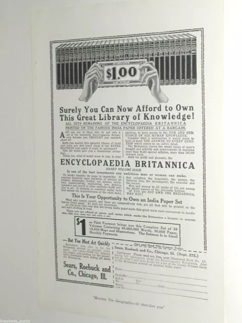 1920 Encyclopedia Britannica advertisement, Sears Roebuck