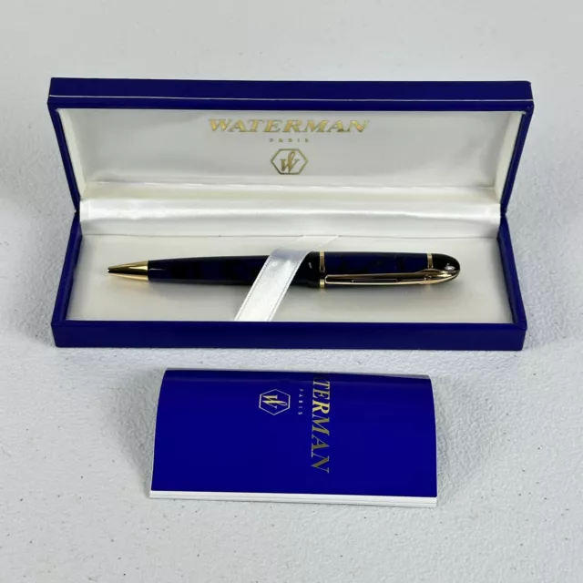 Waterman Phileas Marble Blue Ball Point Pen France Made w/ Box