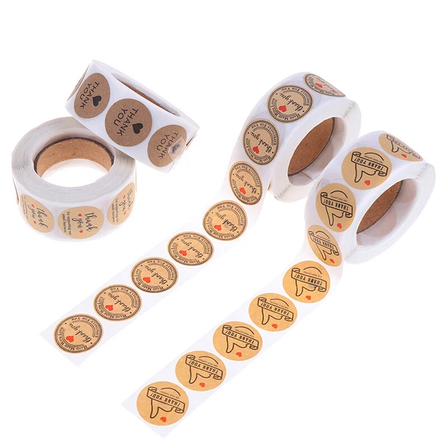 500 Labels/roll Round Natural Kraft Thank You Sticker Seal Labes StickerY'hw
