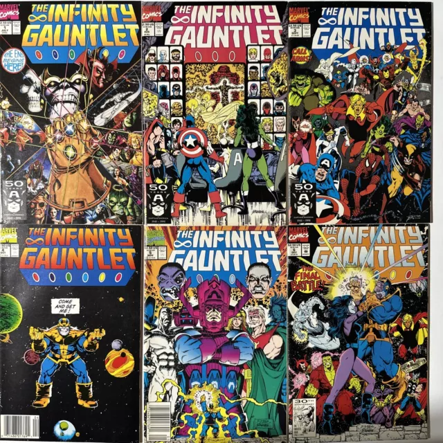 🔥Infinity Gauntlet #1-6 Set Lot*Marvel 1991*Jim Starlin*George Perez*Thanos*