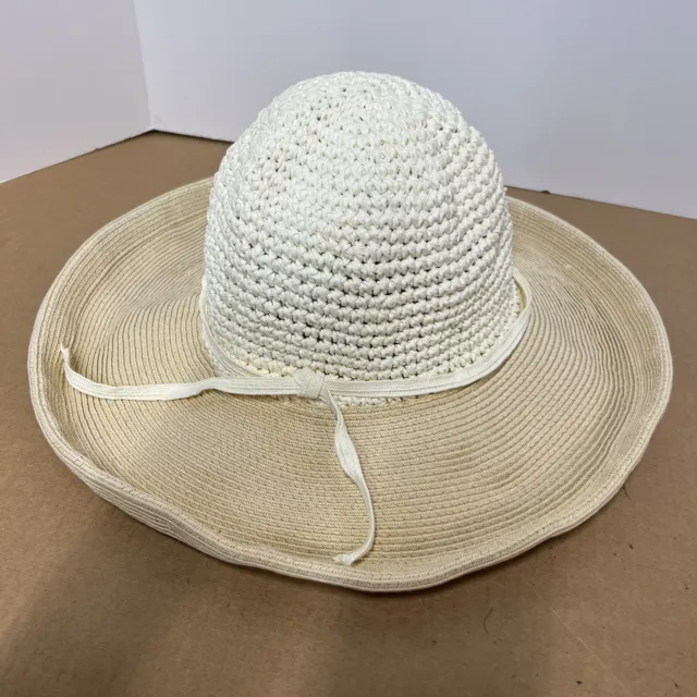 San Diego Hat Co Woven Packable Sun Hat Off-White One Size Travel Beach Two Tone