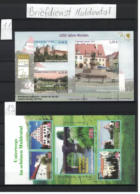 Briefdienst Muldental 2011 Block 5 2013 Block 13 #300** / mnh Wurzen Brücke