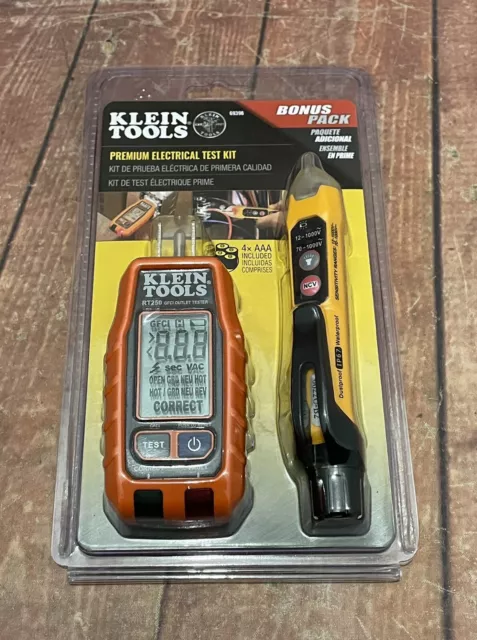 Klein Tools Premium Electrical Test Kit RT250 & NCVT-3P Combo Set - Brand New