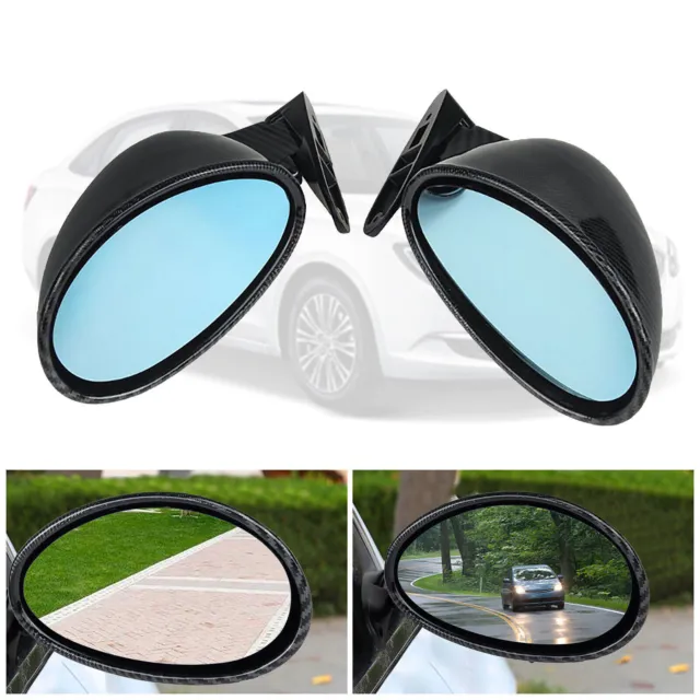 Universal F1 Style Car Side Wing Rearview Mirrors Carbon Fiber Look Left & Right