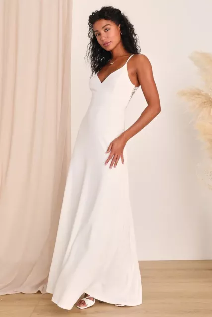 Lulus Forever Fairytale White Lace Sleeveless Maxi Dress Sz XS Wedding Elopement