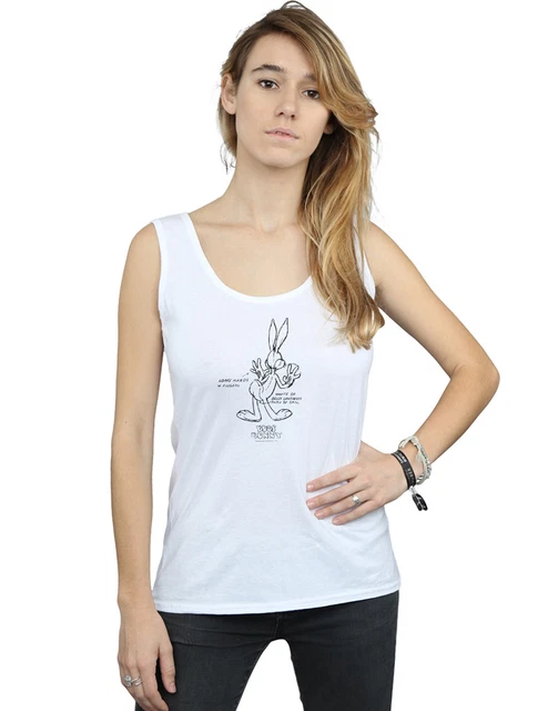 White Rabbit Riding A Tank LOONEY TUNES FEMME Bugs Bunny White Belly Tank Top EUR 28,79 - PicClick FR
