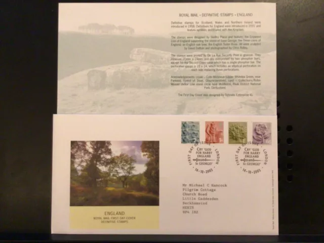 England FDC 2003- Definitive stamps