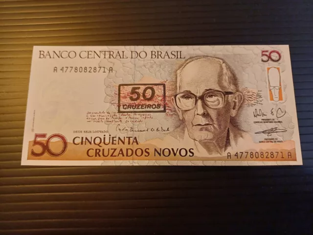 Brazil 50 Cruzeiros on 50 Cruzados Novos Banknote Uncirculated 1990 P223