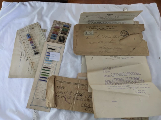 Antique vintage 1920's glass seed basket sample lot with manufacturers letters