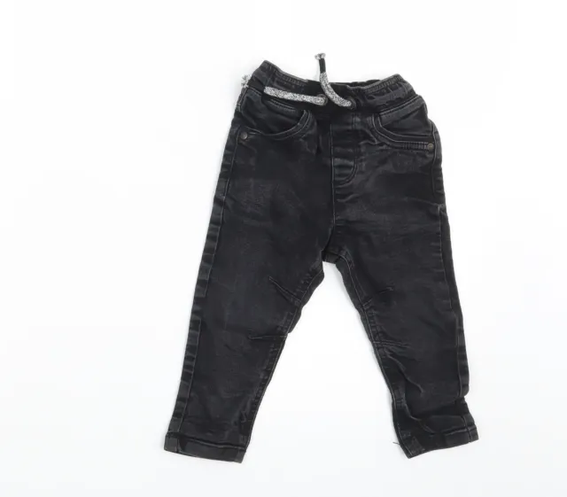 George Boys Black Cotton Cropped Jeans Size 12-18 Months - Inside Leg 10 Inches
